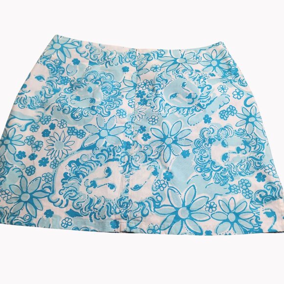 Lilly Pulitzer Size 4 Lenore Skort White Blue Golden Lion Print Stretch - Picture 5 of 8